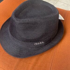 UNISEX NWT — FEDORA BLACK HAT BY “SIMPLICITY” ONE SIZE WITH PALMS LOGO